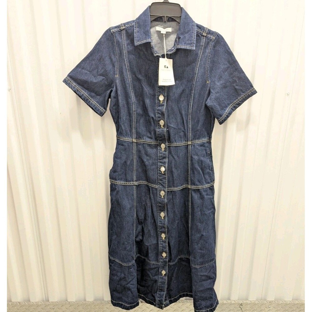 Y2K Western Cowgirl Denim Midi Dress Boho Cottagecore Button Front NWT Small - Picture 4 of 12